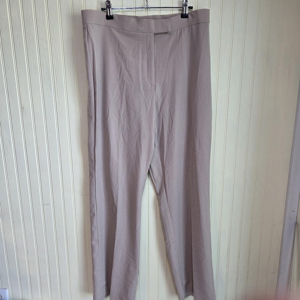 RQT Dress Pants Womens 14 Beige Twill Stretch Flat Front Workwear Career Office